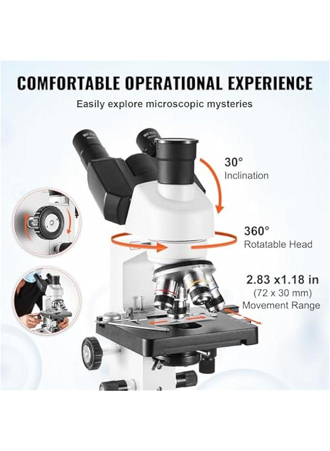 Arabest Trinocular Compound Microscope, 40X-5000X Magnification, Digital Laboratory Trinocular Compound LED Microscope Two-Layer Mechanical Stage Computer Connection for Students and Laboratory  - Image 4