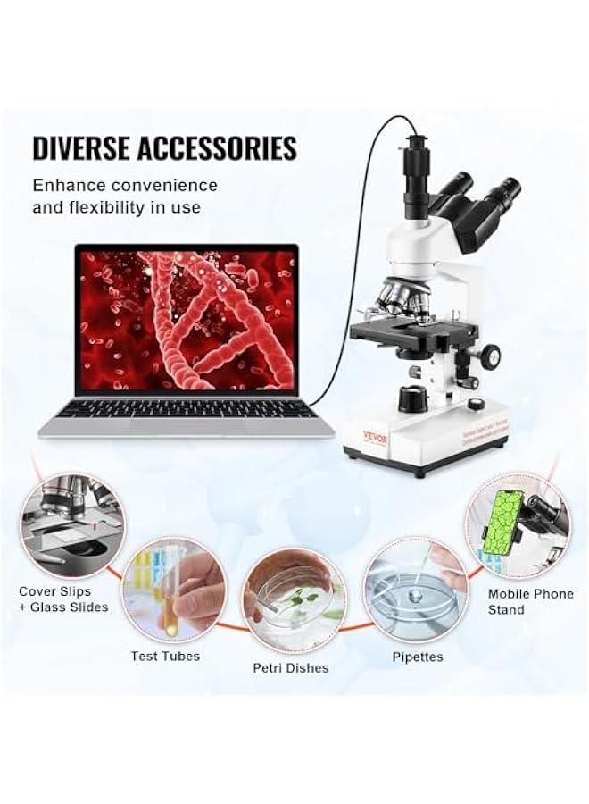 Arabest Trinocular Compound Microscope, 40X-5000X Magnification, Digital Laboratory Trinocular Compound LED Microscope Two-Layer Mechanical Stage Computer Connection for Students and Laboratory  - Image 5