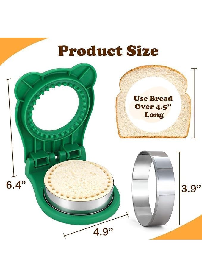 VIDORA VIDORA Stainless Steel Round Green Cutter for Sandwiches and Sealer Round Sandwich Maker Sandwich Press Mold Reusable Bread Cutter Mold Perfect for SandwichesCookies  - Image 2