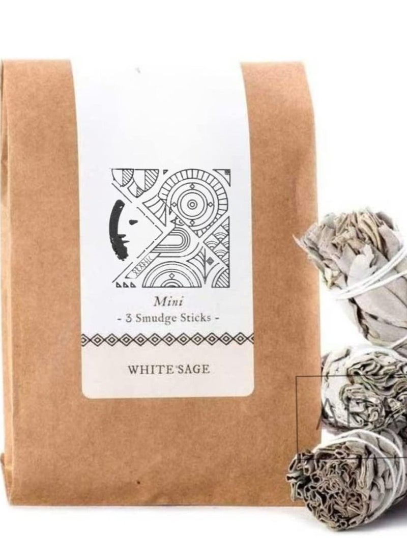 null - White Sage Bundles 3 Pack Sage Smudge Stick for Home Cleansing Incense Healing Meditation and California Smudge Sticks Rituals 4 Inch - Image 1