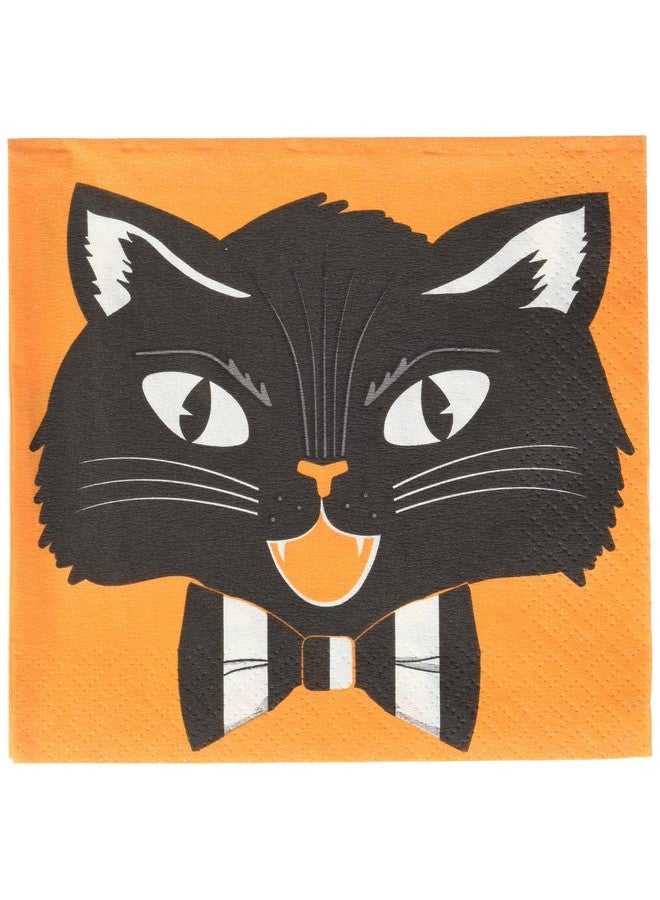 Amscan Halloween Cat Beverage Paper Napkins 5" X 5" ; Black/Orange ; Pack Of 36 - Image 3