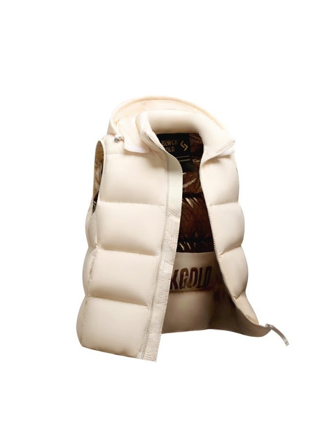 S Wear Autumn Winter New Black Gold White Duck Down Vest Unisex Detachable Hood Warm Waistcoat Jacket - Image 1