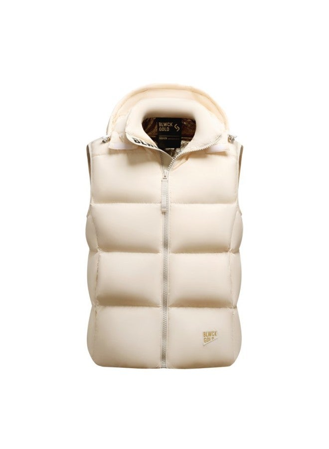 S Wear Autumn Winter New Black Gold White Duck Down Vest Unisex Detachable Hood Warm Waistcoat Jacket - Image 3
