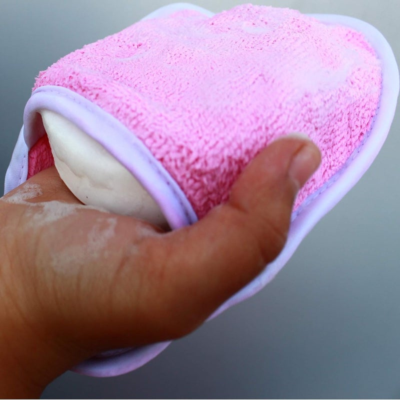 Unique Utilities U & U UNIQUE UTILITIES Microfiber Baby Bath Sponge Loofah | Shower Sponge for Newborns & Toddlers | Soft, Gentle & Quick-Dry Bathing Loofah (Pink) - Pack of 2 - Image 3