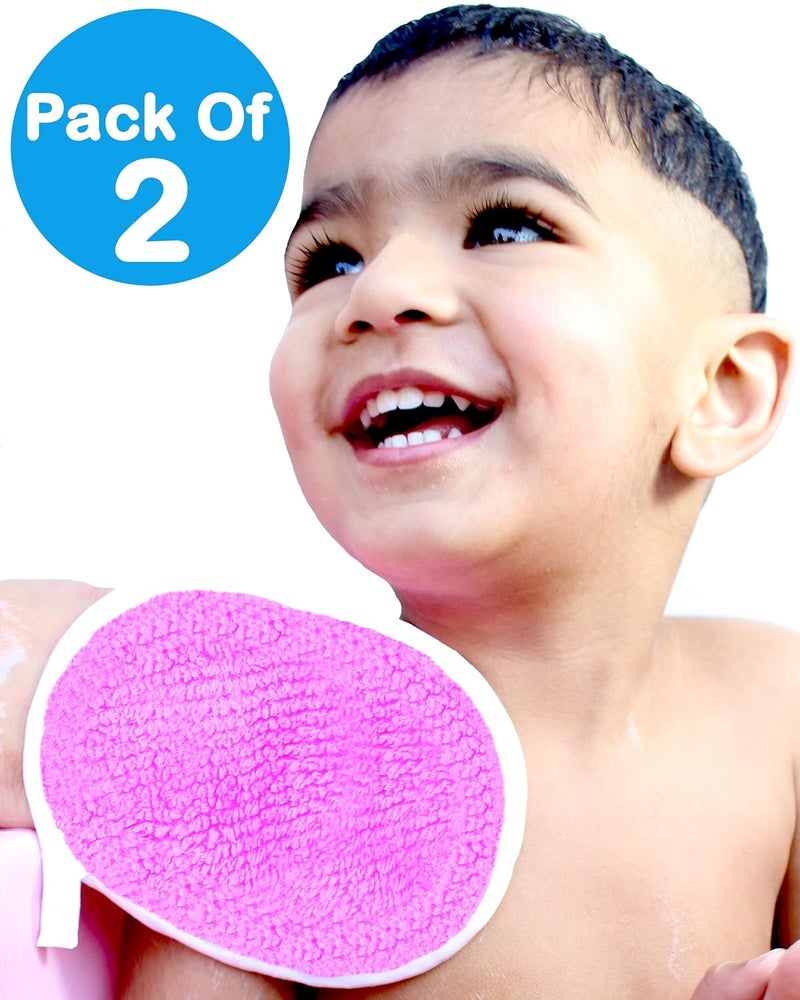 Unique Utilities U & U UNIQUE UTILITIES Microfiber Baby Bath Sponge Loofah | Shower Sponge for Newborns & Toddlers | Soft, Gentle & Quick-Dry Bathing Loofah (Pink) - Pack of 2 - Image 2