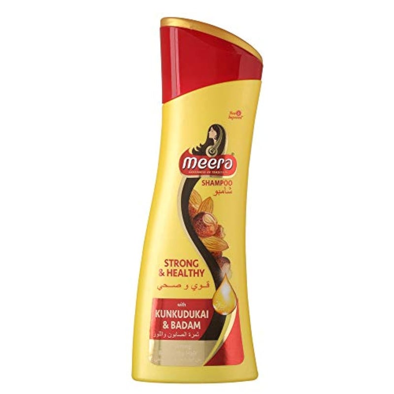 Meera Strong and Healthy Shampoo, With Goodness Of Kunkudukai and Badam, For Men And Women, 340ml, Yellow (MSAM0340SNH02R) - Image 4