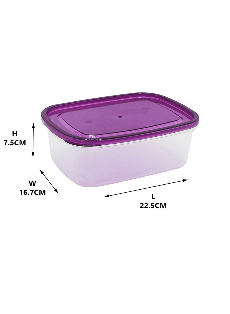 APPOLLO HOUSEWARE 3-Piece Crisper Food Container Set Large Purple 22 x 12 x 16.5cm - Image 2