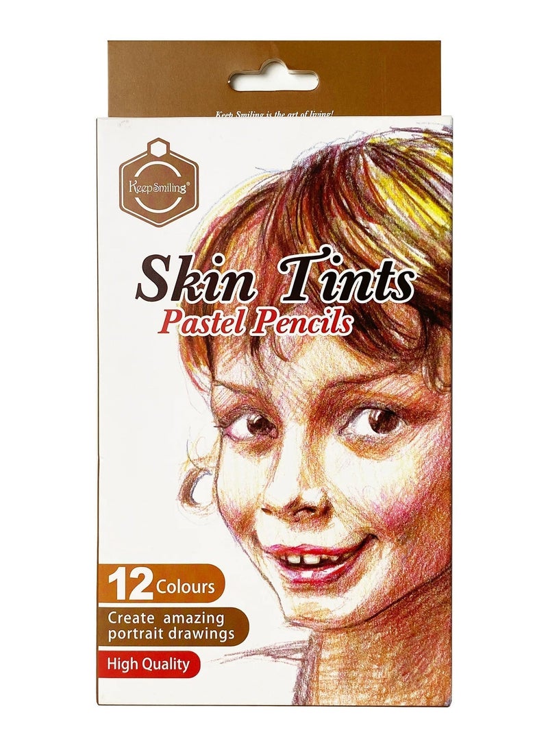 Keep Smiling Skin Tints Pastel Pencils, 12 Colours – High Quality & Non-Toxic - Image 1