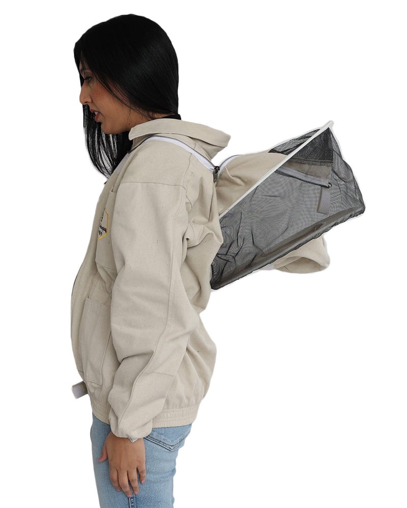 FOREST BEEKEEPING SUPPLY Bee Jacket with Veil - Natural Canvas Bee Suit Jacket with Elastic Waist & Cuffs, YKK Brass Zippers, 3 Utility Pockets. Removable Round Hood Interchangeable with Forest Beekeeping Suit. (Small) - Image 4