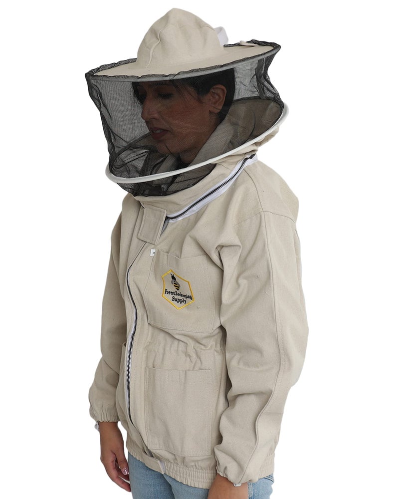 FOREST BEEKEEPING SUPPLY Bee Jacket with Veil - Natural Canvas Bee Suit Jacket with Elastic Waist & Cuffs, YKK Brass Zippers, 3 Utility Pockets. Removable Round Hood Interchangeable with Forest Beekeeping Suit. (Small) - Image 5