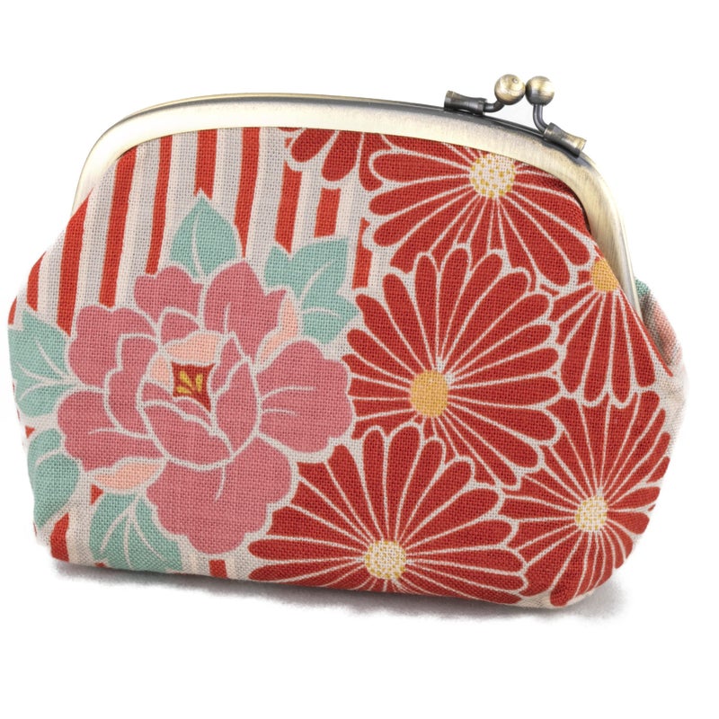 noren Vintage Floral Kiss Lock Coin Change Wallet Purses Retro Flower Red Tiny Slim Small Makeup Cosmetic BagMade in Japan Pouch for Women - Image 2