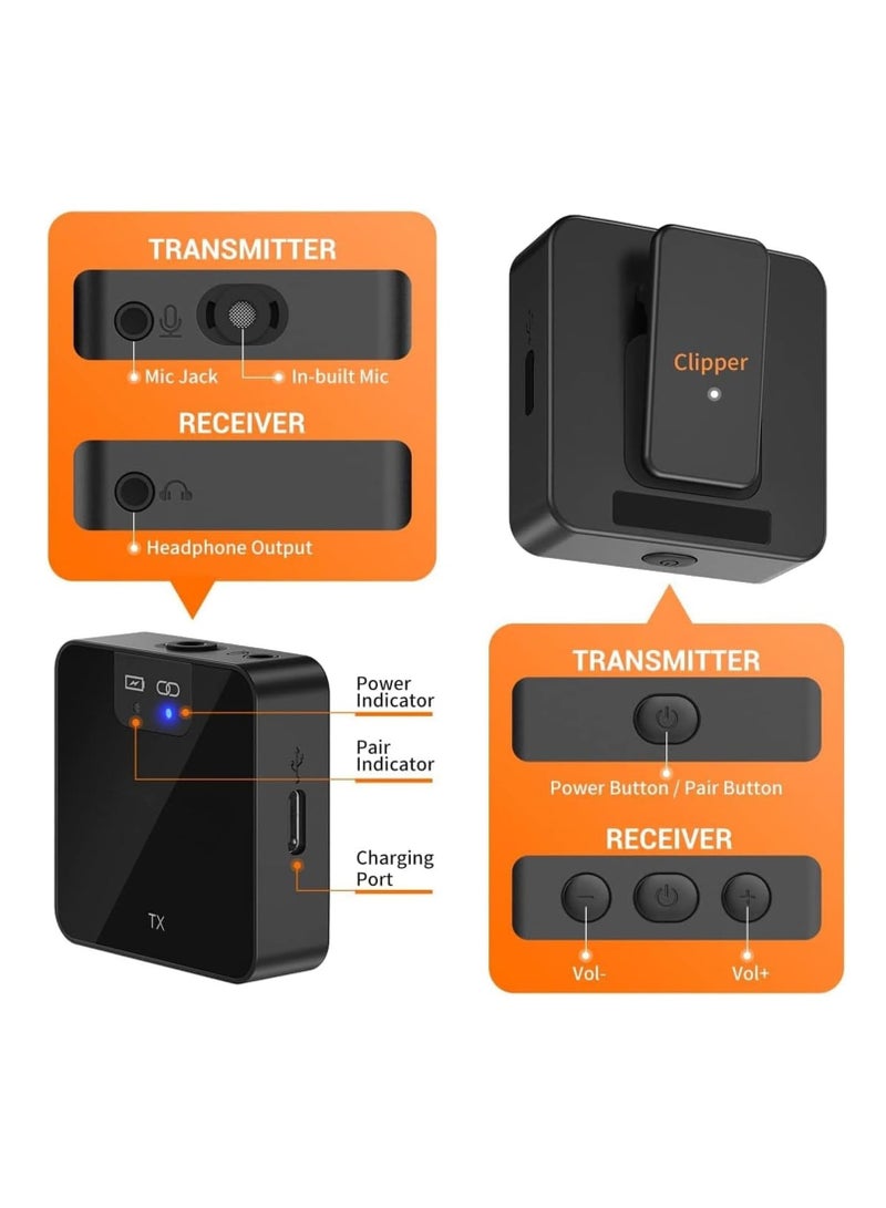 Excefore Wireless Lavalier Microphone System, 2.4GHz Wireless Microphone System with Transmitter & Receiver for DSLR Cameras, Camcorders and Phones, 230ft Range, Lapel Mic for Recording, Teaching - Image 3