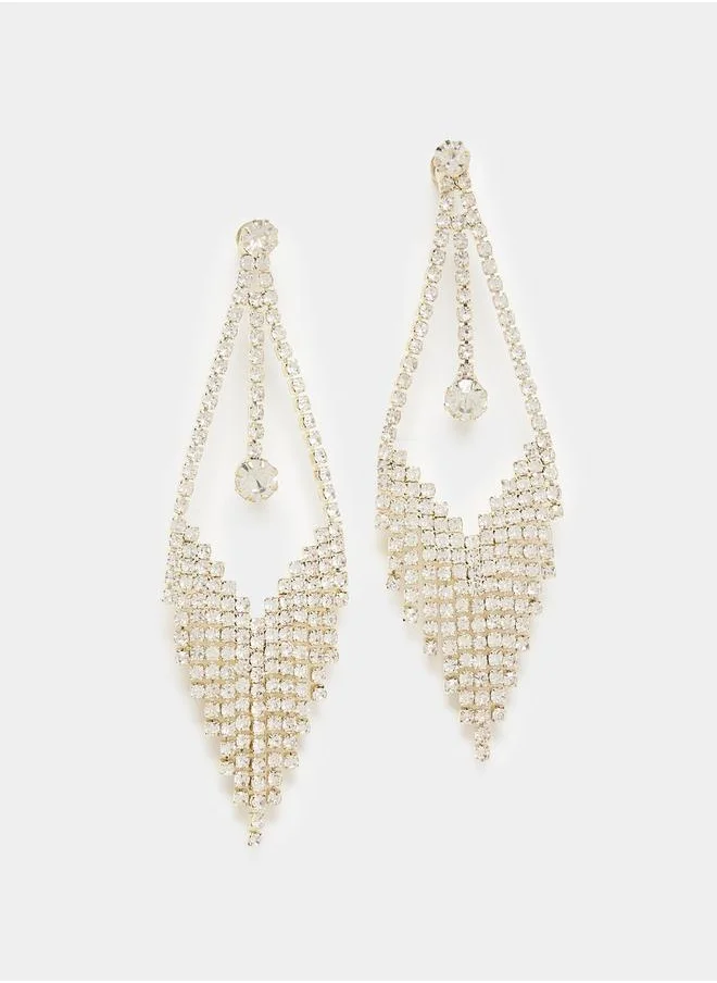 ستايلي Rhinestone Embellished Drop Earrings