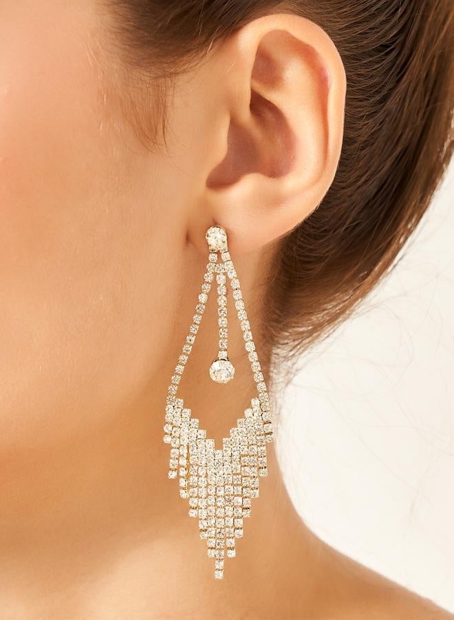 Styli Rhinestone Embellished Drop Earrings  - Image 2