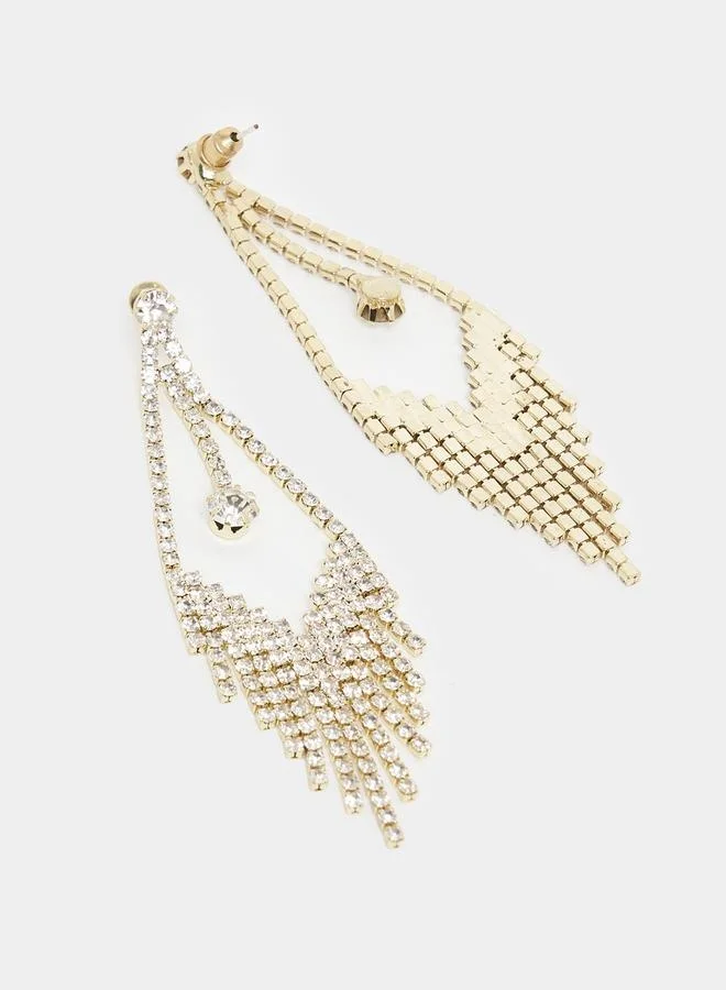 Styli Rhinestone Embellished Drop Earrings