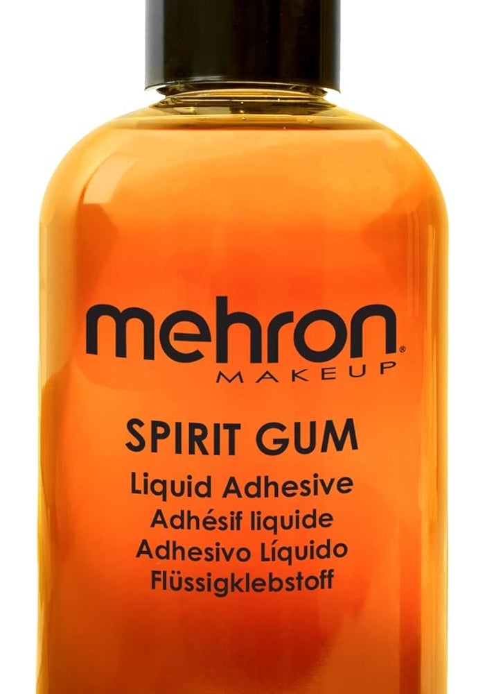 Mehron Spirit Gum Liquid Adhesive - 133 ml Amber Resin for Costumes and Theatrical Use - Image 1