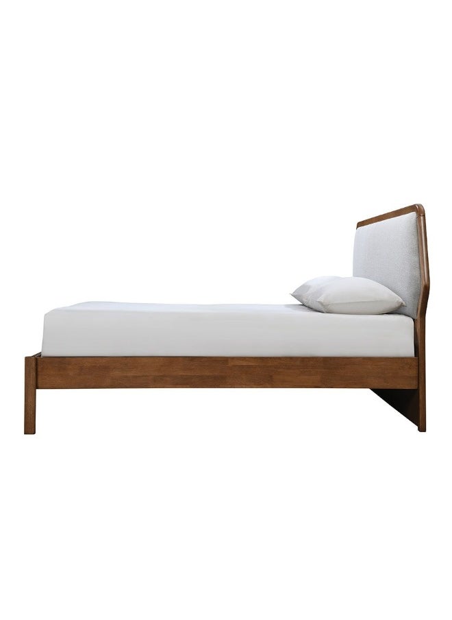 DANUBE HOME Derby Colfax 180X200 Solid Wood King Bed With Upholstered Headboard Modern Design Wooden Double Bed Frame Furniture Comfortable Bed (Mattress Not Included) L209Xw204Xh120Cm-Brown+Beige  - Image 5