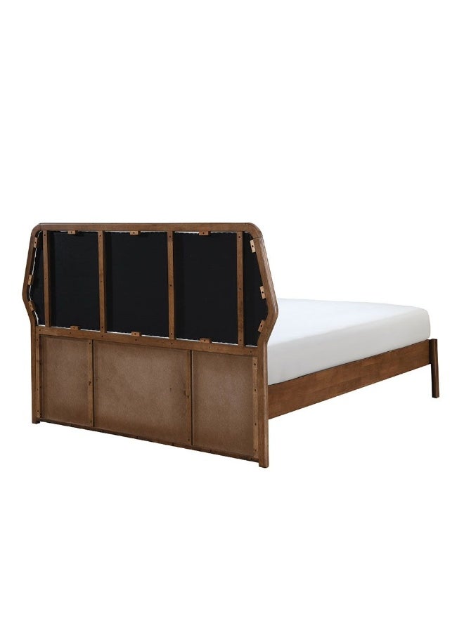 DANUBE HOME Derby Colfax 180X200 Solid Wood King Bed With Upholstered Headboard Modern Design Wooden Double Bed Frame Furniture Comfortable Bed (Mattress Not Included) L209Xw204Xh120Cm-Brown+Beige  - Image 4