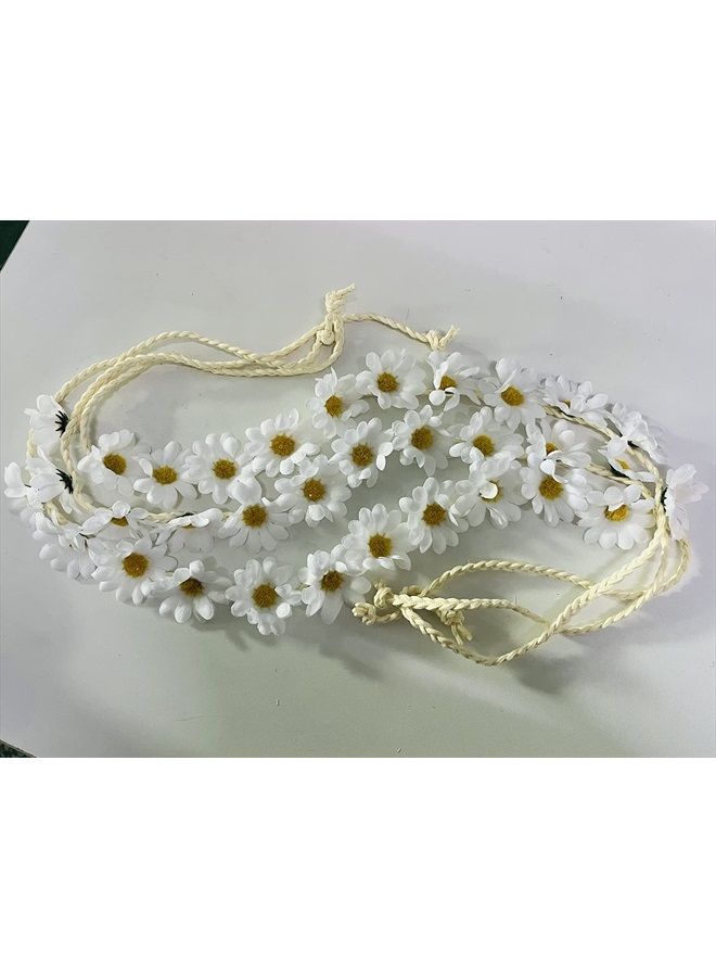 SYBL 3PCS White Bohemian Style Imitation Daisy Flower Crown Sunflower Hair Wreath Garland Headband Headpiece Sunhat Accessories for Women Girls Wedding Festival Party Beach Vacation Seaside Holiday - Image 3