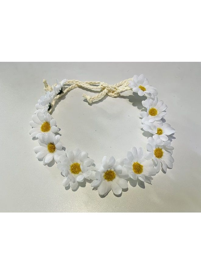 SYBL 3PCS White Bohemian Style Imitation Daisy Flower Crown Sunflower Hair Wreath Garland Headband Headpiece Sunhat Accessories for Women Girls Wedding Festival Party Beach Vacation Seaside Holiday - Image 4