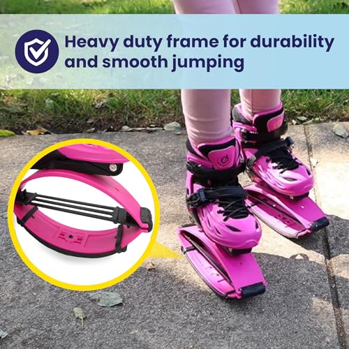 New Bounce Jumping Shoes for Kids - Premium Moon Boots - Durable Kangaroo Jumpers - Strong, Safe and Adjustable Fit, Perfect for Exercise and Fun - New & Improved Edition (Large, Pink) - Image 2