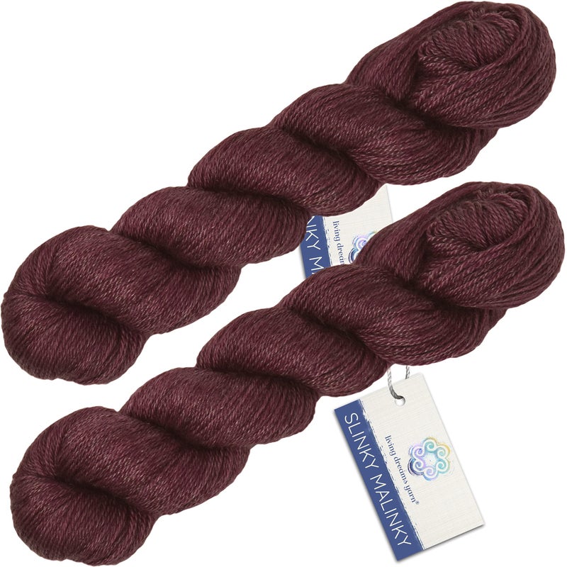 Living Dreams Yarn Living Dreams Yarn Slinky Malinky USA Hand Dyed Colorfast Superwash Merino Tencel Sock Yarn Two Skein Pack Alpenglow