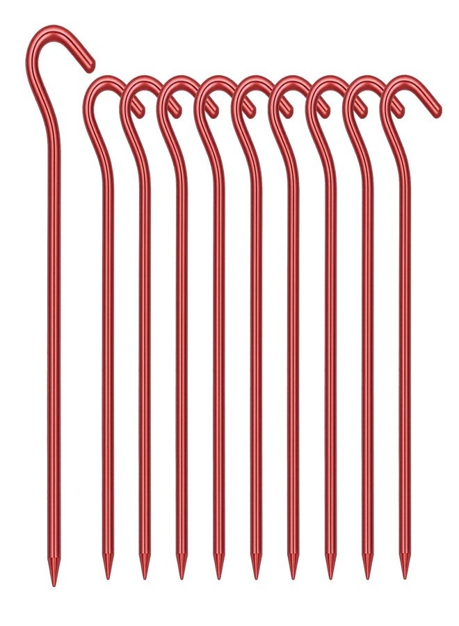 Hikemax 10 Pack Aluminum Tent Stakes - 7 Inch Lightweight Metal Ground Stakes Tent Pegs - Camping Hook Stakes for Tent, Rain Tarps, Canopies, Gardening, Inflatables and Outdoor Decorations - Image 1