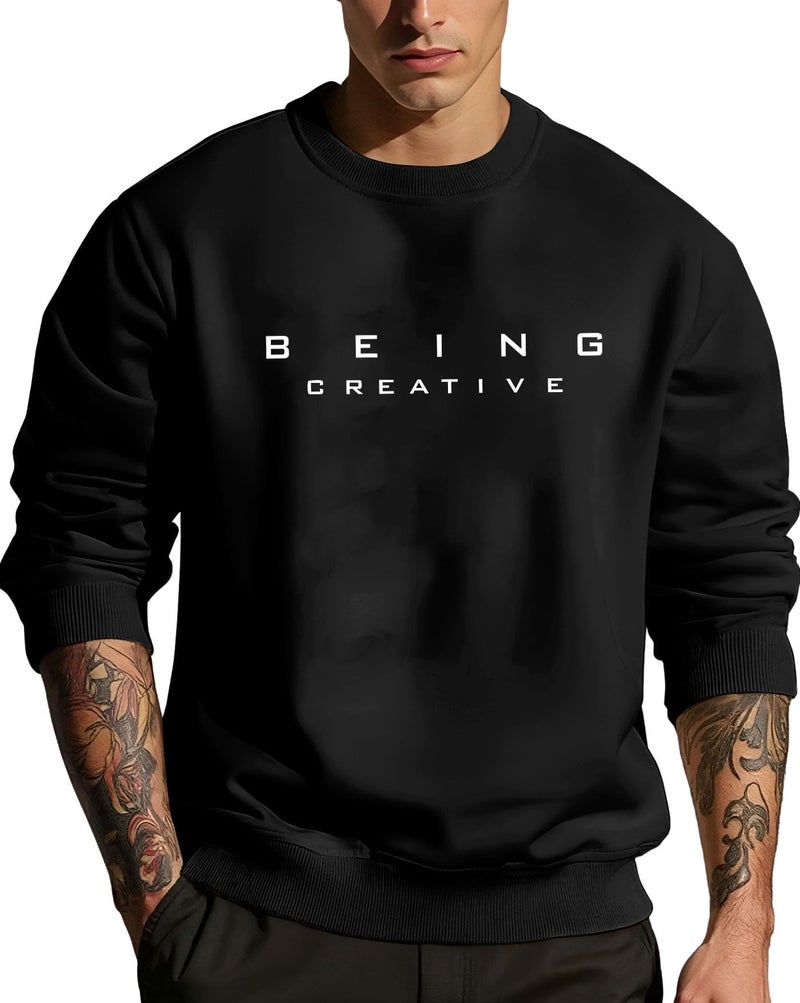 AUSK Man Sweatshirt with Fleece Fabric || Hot Sweatshirt Oversized for Mens Black - Image 1