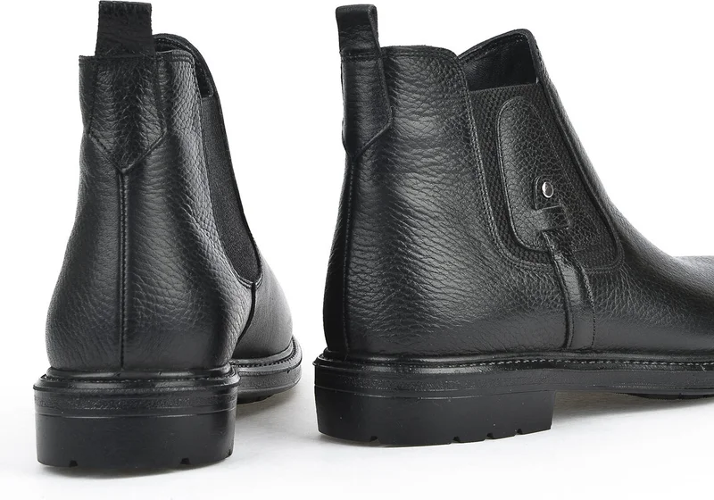 زيا , Men's Genuine Leather Boots 113447 204 Black