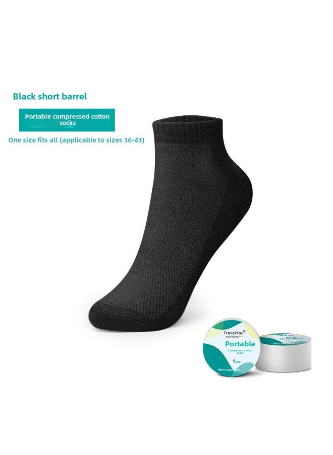 Hotel Disposable Bed Sheet Quilt Cover Pillowcase Bed Four-Piece Set Dirty-Extra Thickened Travel Supplies Sterilized Portable-Color:Disposable Compression Socks [black Short Tube]  - Image 1