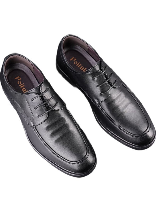 Poitulas British Men'S Business Casual Shoes, Formal Leather Shoes, Lace-Up, Wear-Resistant, P9829, Black, Size 41 - Image 2