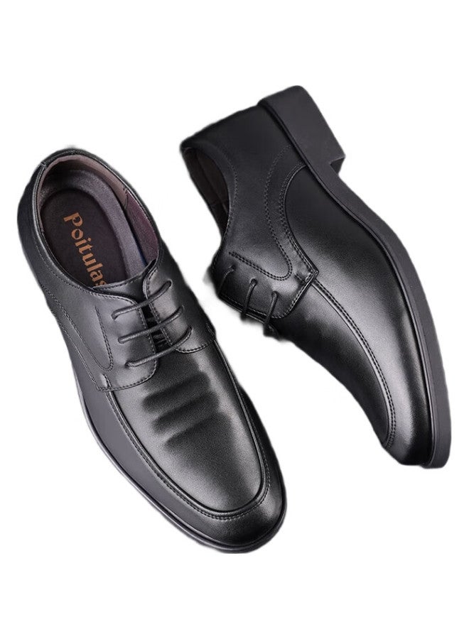 Poitulas British Men'S Business Casual Shoes, Formal Leather Shoes, Lace-Up, Wear-Resistant, P9829, Black, Size 41 - Image 1