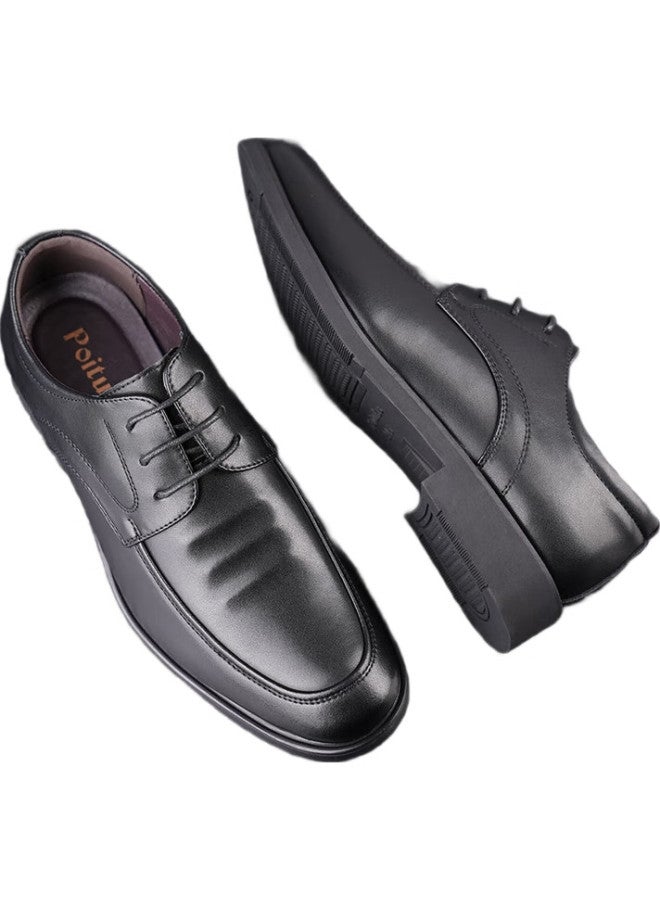Poitulas British Men'S Business Casual Shoes, Formal Leather Shoes, Lace-Up, Wear-Resistant, P9829, Black, Size 41 - Image 3