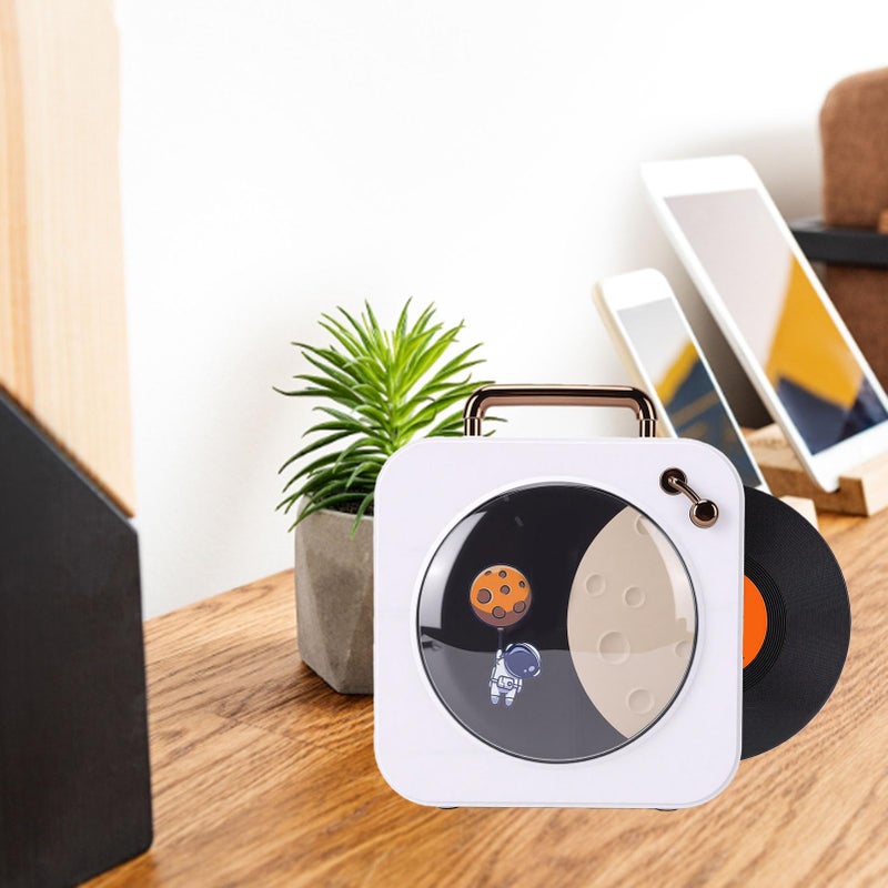 Vintage Bluetooth Speaker With Rotating Record RGB Lights Yellow Bluetooth 5 3 AUX USB TF Card - Image 3