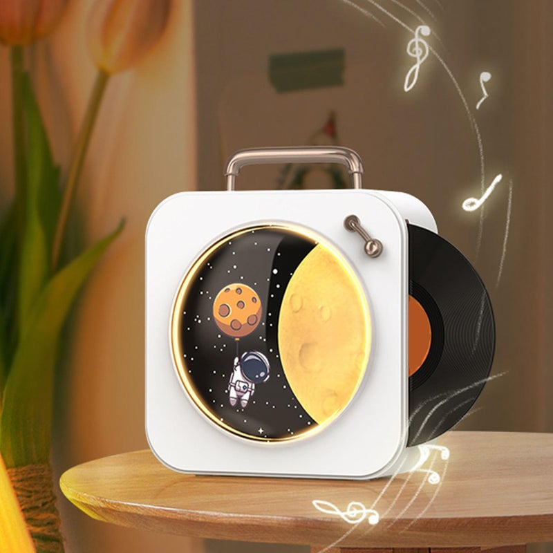 Vintage Bluetooth Speaker With Rotating Record RGB Lights Yellow Bluetooth 5 3 AUX USB TF Card - Image 4