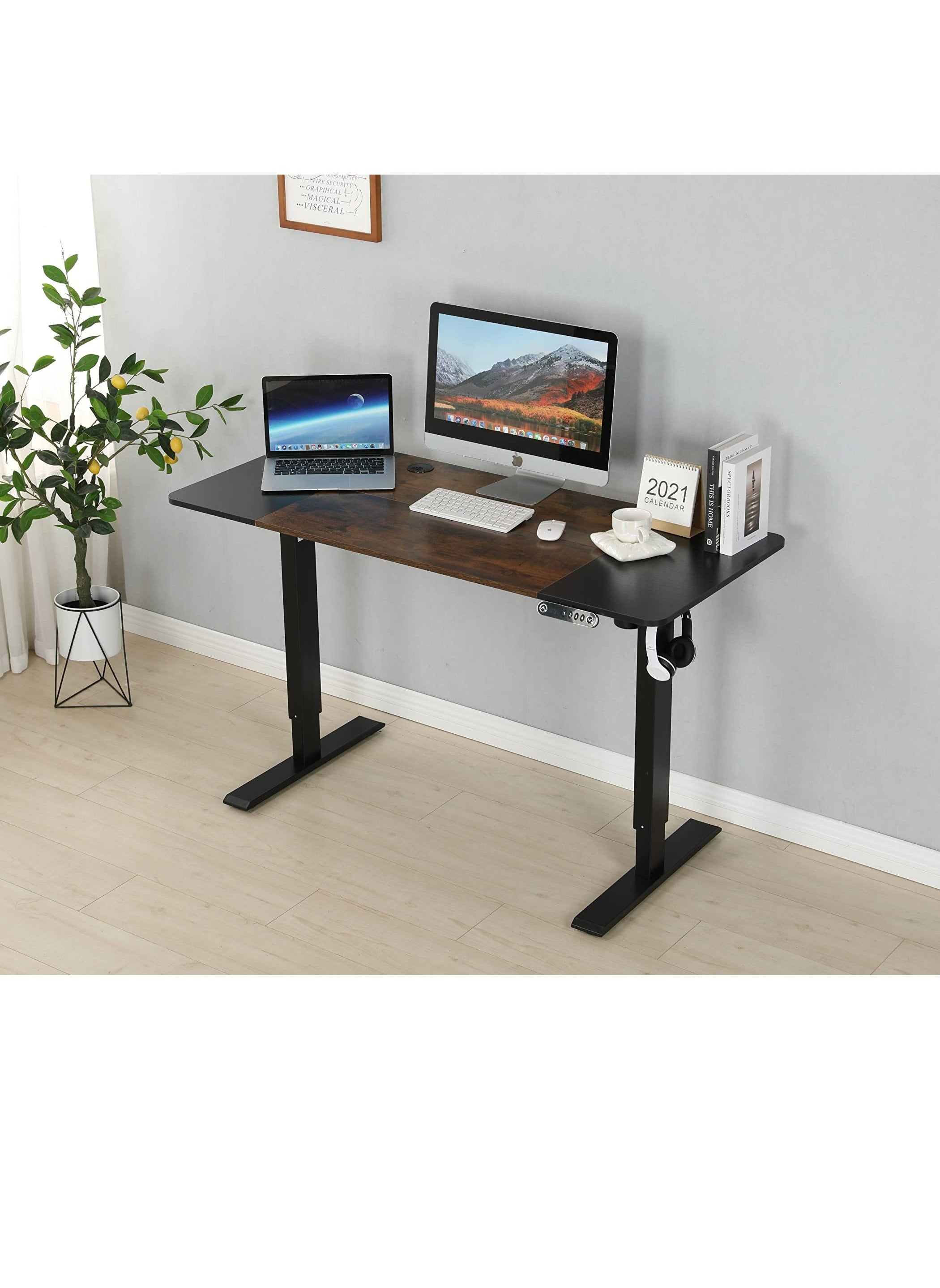 Royal Polar Ergonomic Electric Standing Desk Lifting Computer Desk Intelligent Workstation With 4 Height Memory Controller With Headphone Hook 