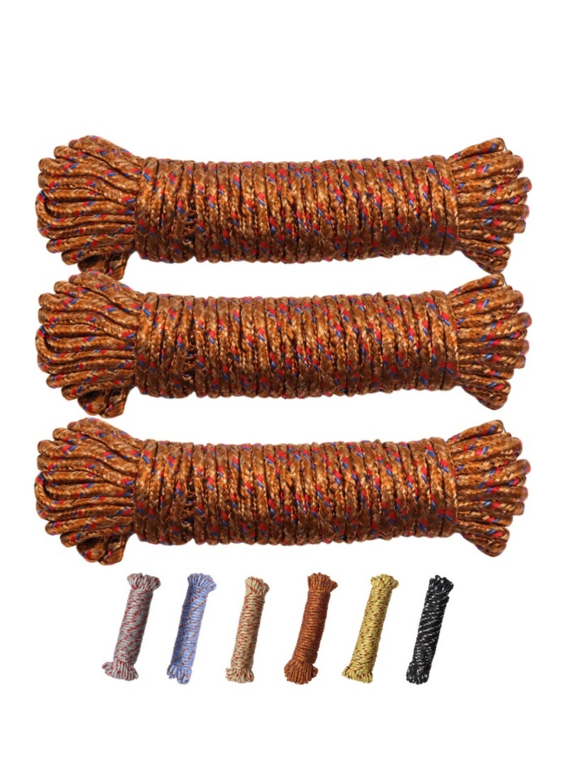 MAHRA CO. Pack of 3 | Polypropylene Ropes | Dark Brown | Sturdy Outdoor & Marine Cord, UV-Resistant, All-Weather, Flexible, Multipurpose | 10m Each - Image 1
