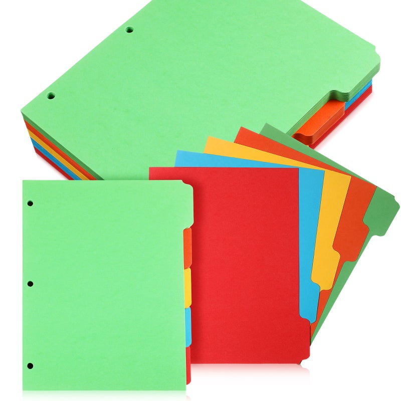 Harloon 250 Dividers Blank Writing on Binder Dividers 3 Hole Punch Dividers 15 Cut Tabs Heavyweight Letter Size Ring Binder Dividers 50 Sets for Project Class Presentation Colorful