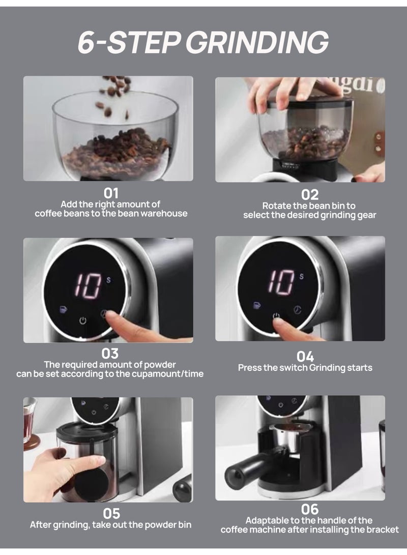 بريتيل مطحنة قهوة كهربائية مطحنة قهوة قابلة للتعديل بـ ٢٥ إعداد للطحن الدقيق مع شاشة عرض الوقت وشاشة العد العكسي باللون الأبيض ١٥٠ وات - Image 5