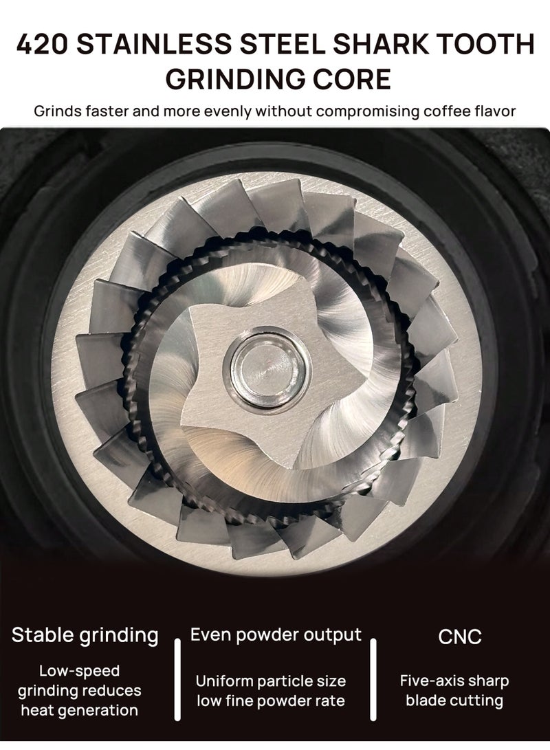 بريتيل مطحنة قهوة كهربائية مطحنة قهوة قابلة للتعديل بـ ٢٥ إعداد للطحن الدقيق مع شاشة عرض الوقت وشاشة العد العكسي باللون الأبيض ١٥٠ وات - Image 3