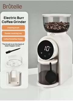 Brutelle Burr Coffee Grinder Electric Coffee Grinder Adjustable Burr Mill with 25 Precision Grind Settings with Time Display and Countdown Display White 150W  - Image 2