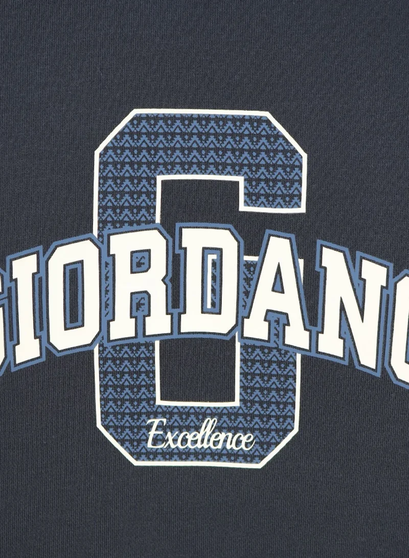 GIORDANO  Men’s Relaxed French Terry Crew Neck Printed Pullover for Men | Best Price UAE