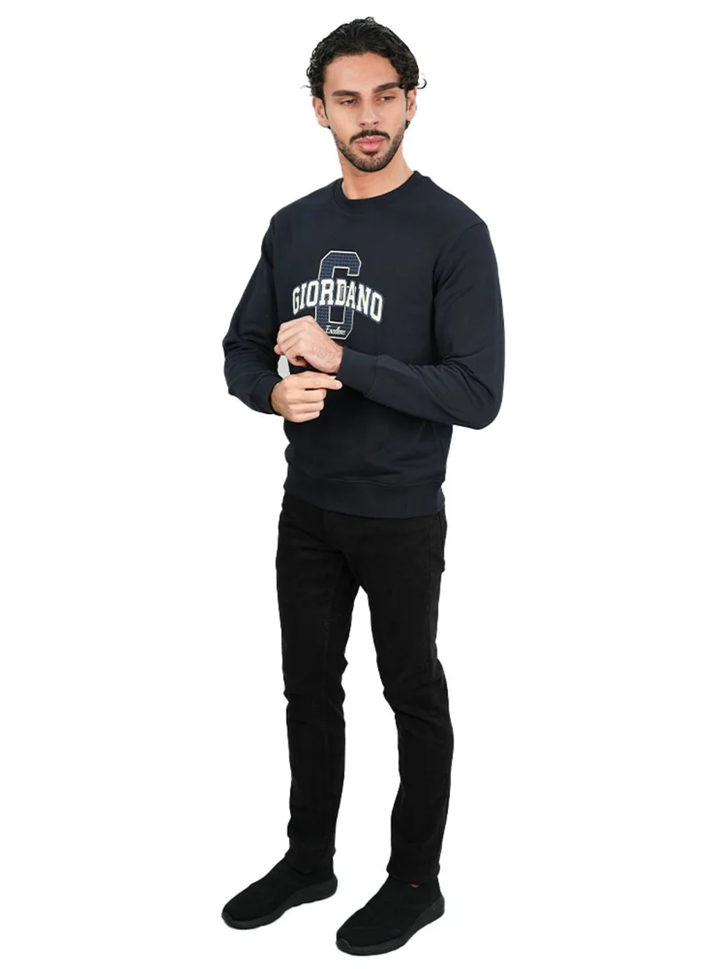 GIORDANO Men’s Relaxed French Terry Crew Neck Printed Pullover