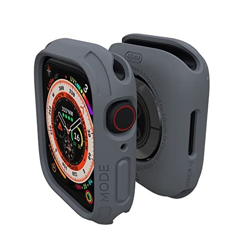 elkson Made for Apple Watch 45mm Bumper Case, Quattro 2.0 Series Rugged Case for Apple Watch and iWatch Series 9 8 7, Military Grade Durable Protective Cover, Flexible Shock Proof, Grey - Image 1