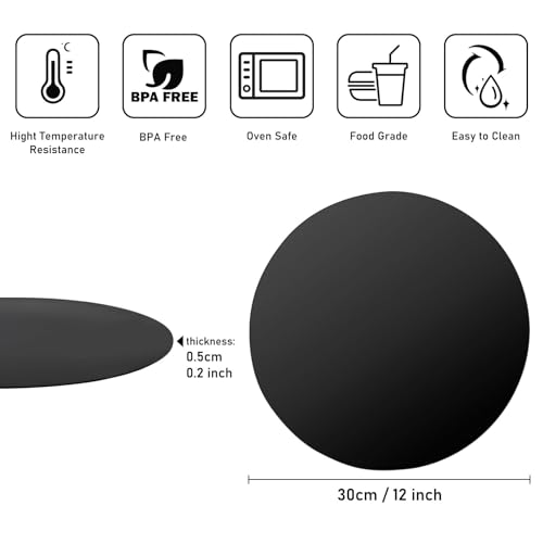 ddLUCK 2 Pack Multi-Purpose Silicone Microwave Mat, 12 Inch Non-Stick Silicone Baking Mat for Bottom of Oven, Heat Resistant - Black - Image 2