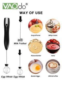 VAOdo Milk Frother Handheld Coffee Art Set  with Milk Frother  Pitcher Latte  Art Pen Coffee Stencils  Mini Hand Blender  with Holder  Black  - Image 5