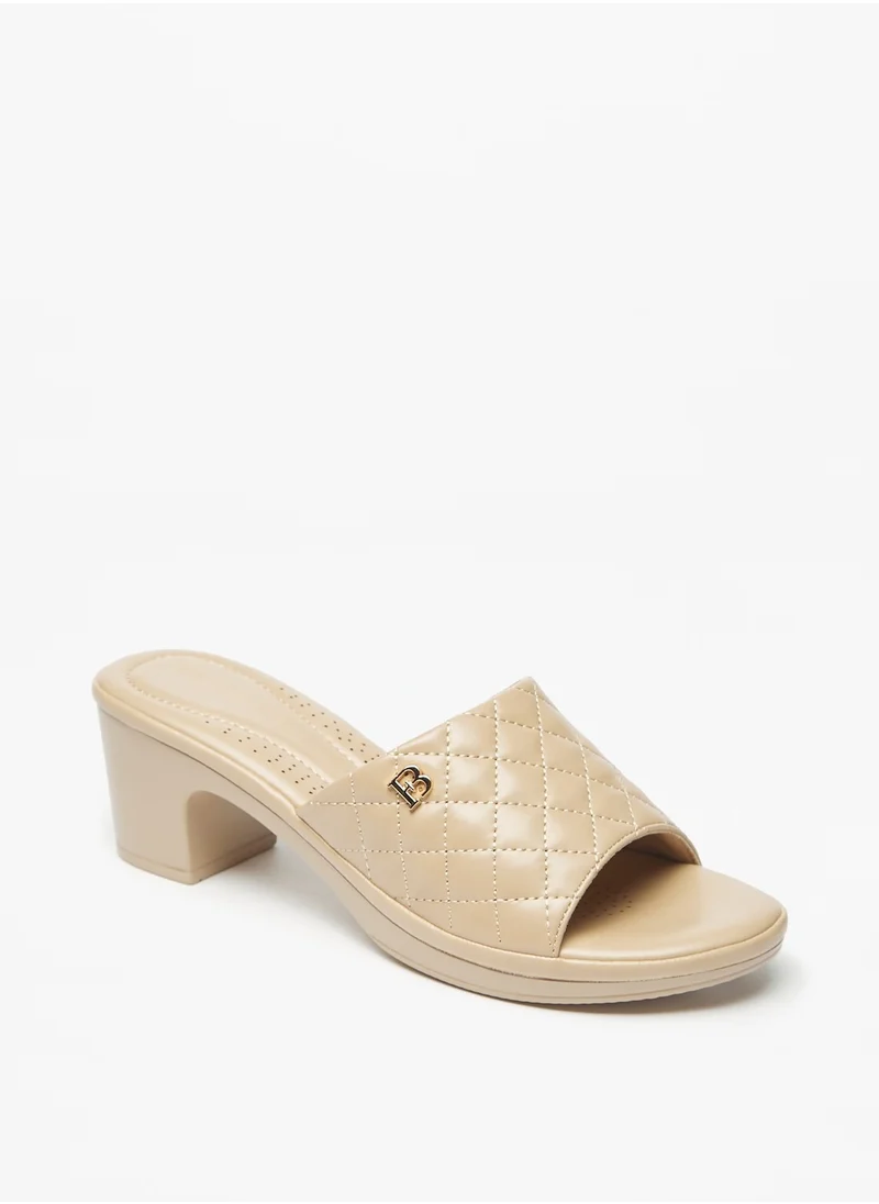 Flora Bella Quilted Slip-On Slide Sandals with Block Heels