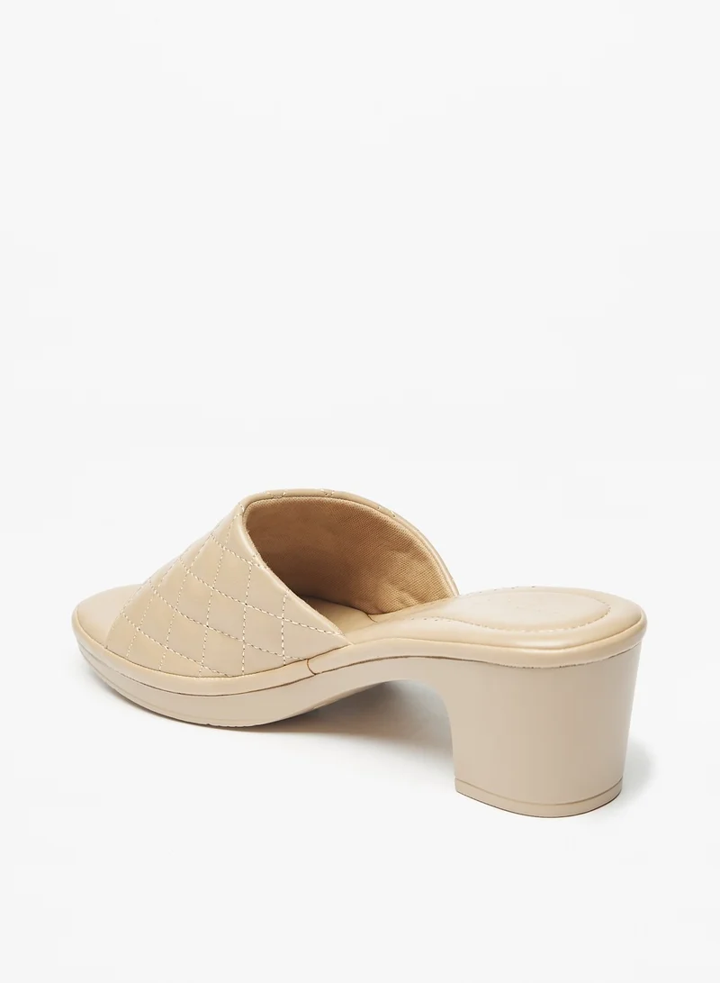 Flora Bella Quilted Slip-On Slide Sandals with Block Heels