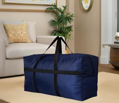 DoYiKe Extra Large Storage Duffle Bag with Zippers and Handles, Blue Big Foldable Duffle Bag for Trave l-100L - Image 5