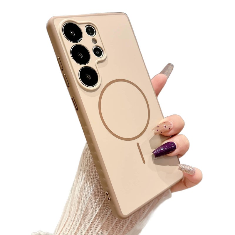 غطاء MagSafe بHard باللون Gold مغناطيسي Shell لـ Samsung Galaxy S23 Ultra مع لمسة نهائية غير لامعة وتصميم ثنائي اللون مع مغناطيس قوي مع ملمس ناعم عملي للاستخدام المتكرر للعائلة - Image 1